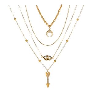 3 Pack Multilayer Rhinestone Boho Necklace